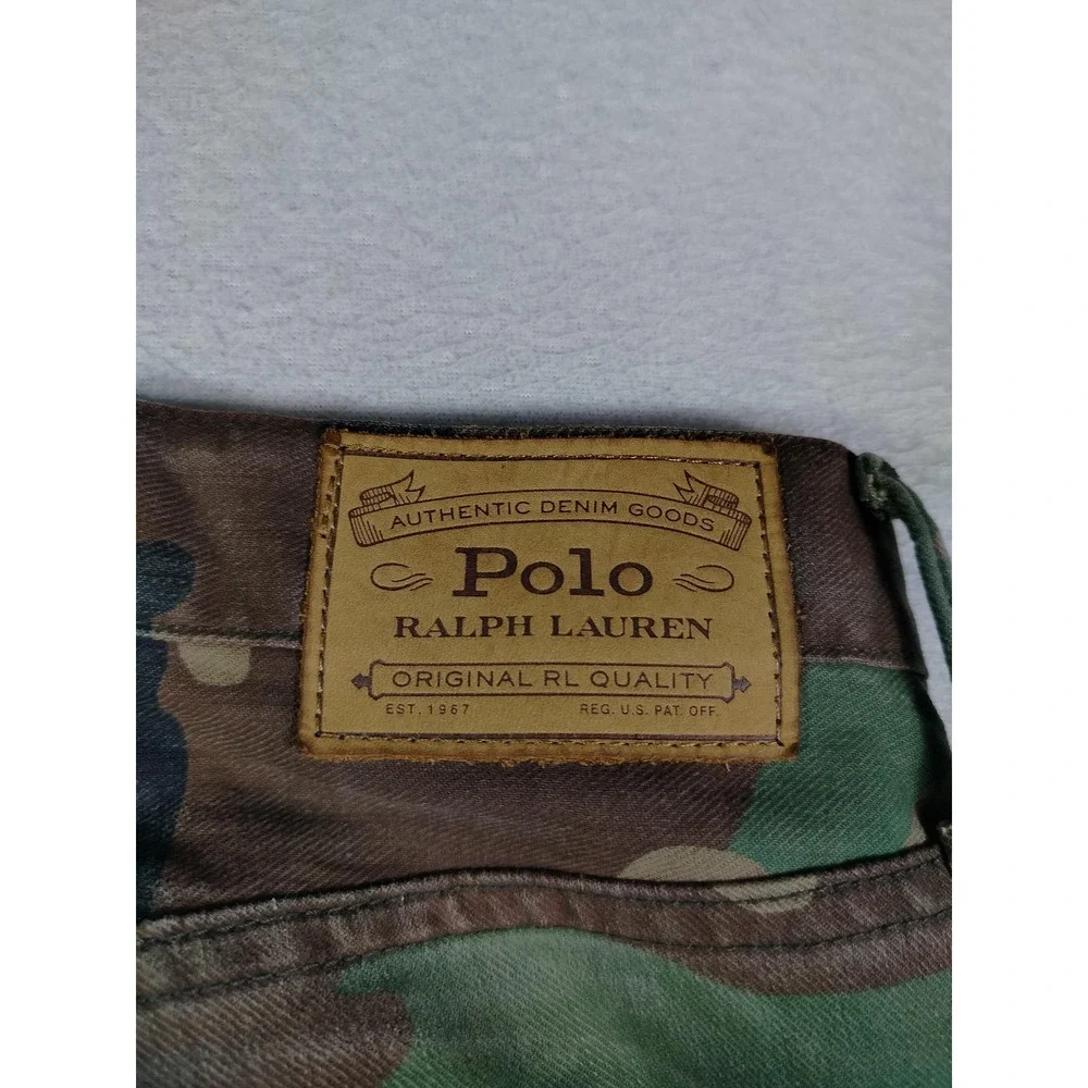 Polo Ralph Lauren Hampton Relaxed Straight Jeans Mens 46x30 Camo Stretch Denim
